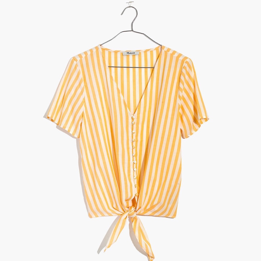 Madewell Agency Tie Front Button Top